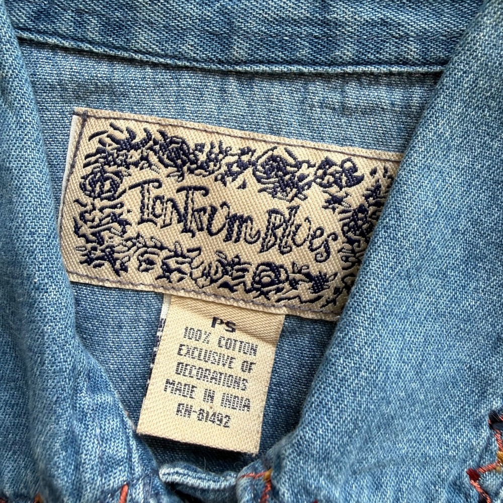 Embroidered Denim Vest Womens‎ PS Blue Floral Boho VTG 90s Festival Cottagecore - Picture 6 of 9